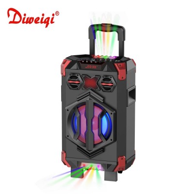 8 inch wooden super bass BT with Led d isplay Light Portable Active trolley battery DWQ-7703A